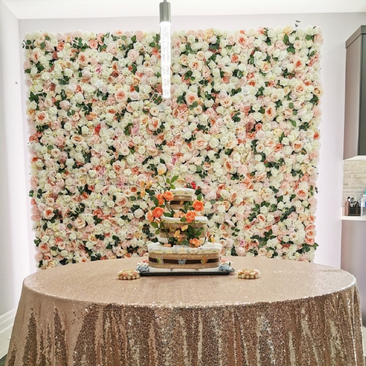 Blush with Greenery Flower Wall
