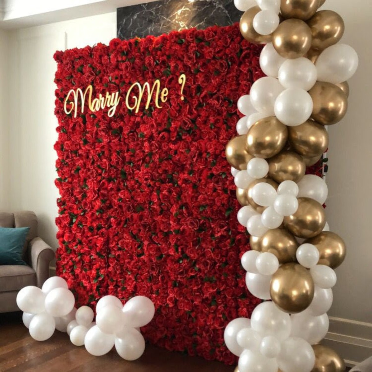 Rochester Red Rose Backdrop Flower Wall Rental